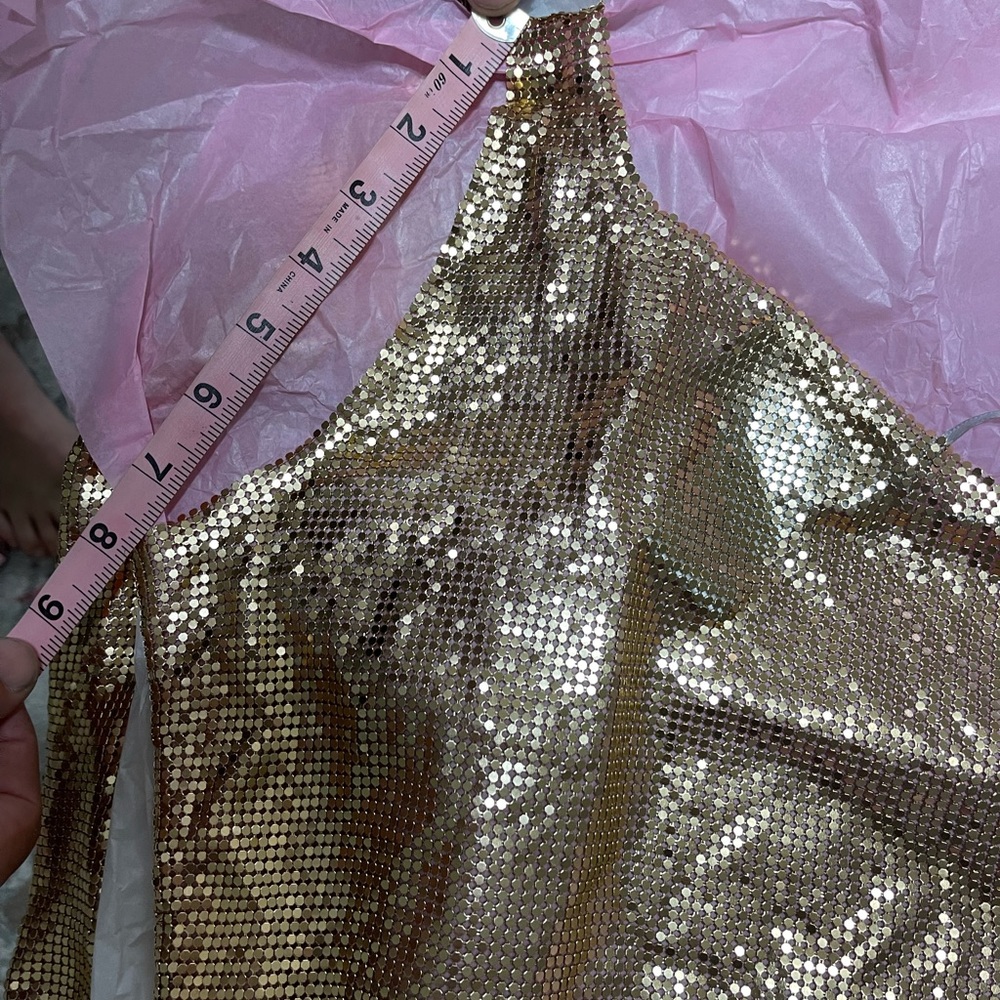 Bronx and Banco Dress Xenia One Shoulder Chainmail in Gold medium🥰SOLD - Picture 5 of 13